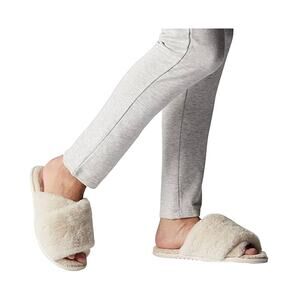 SOREL Go - Mail Run Slipper Women Sz 8 Sea Salt/Cream Furry Comfort Cozy